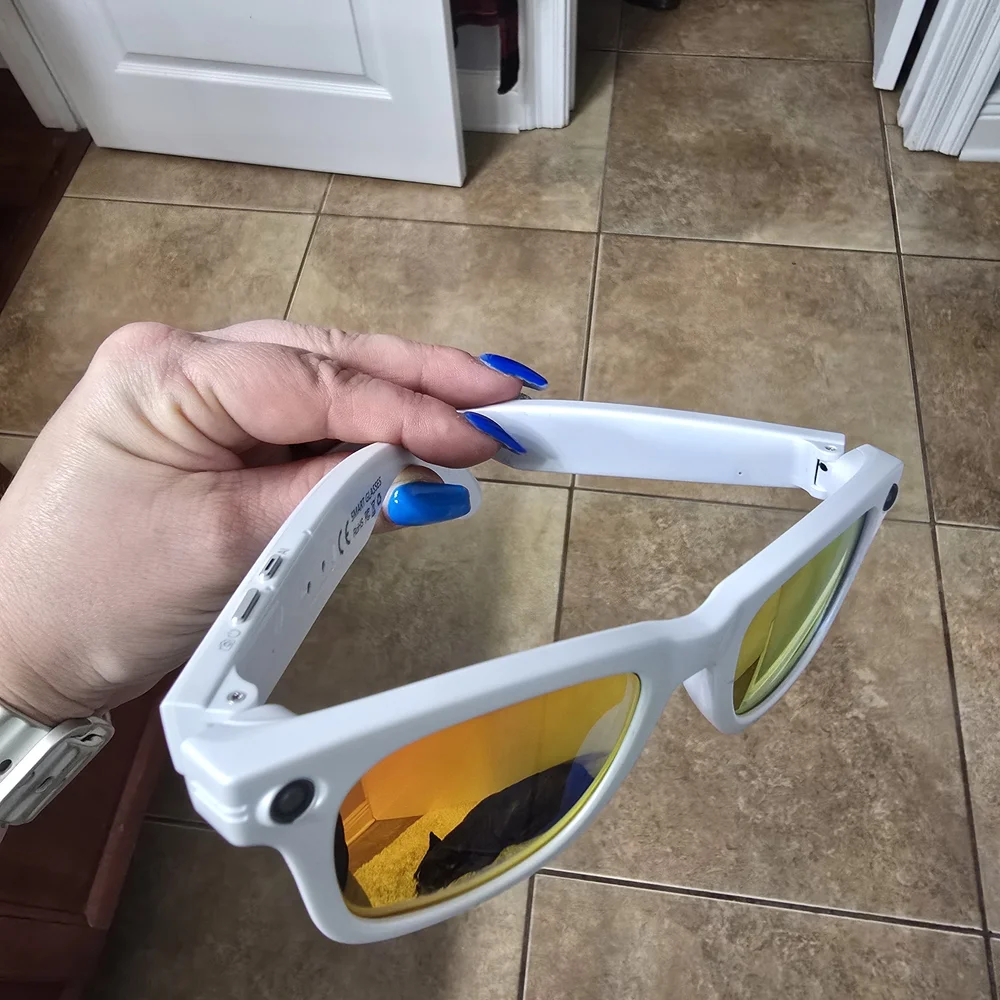Smart Glasses AR Sunglasses - White Frame with Orange Lenses